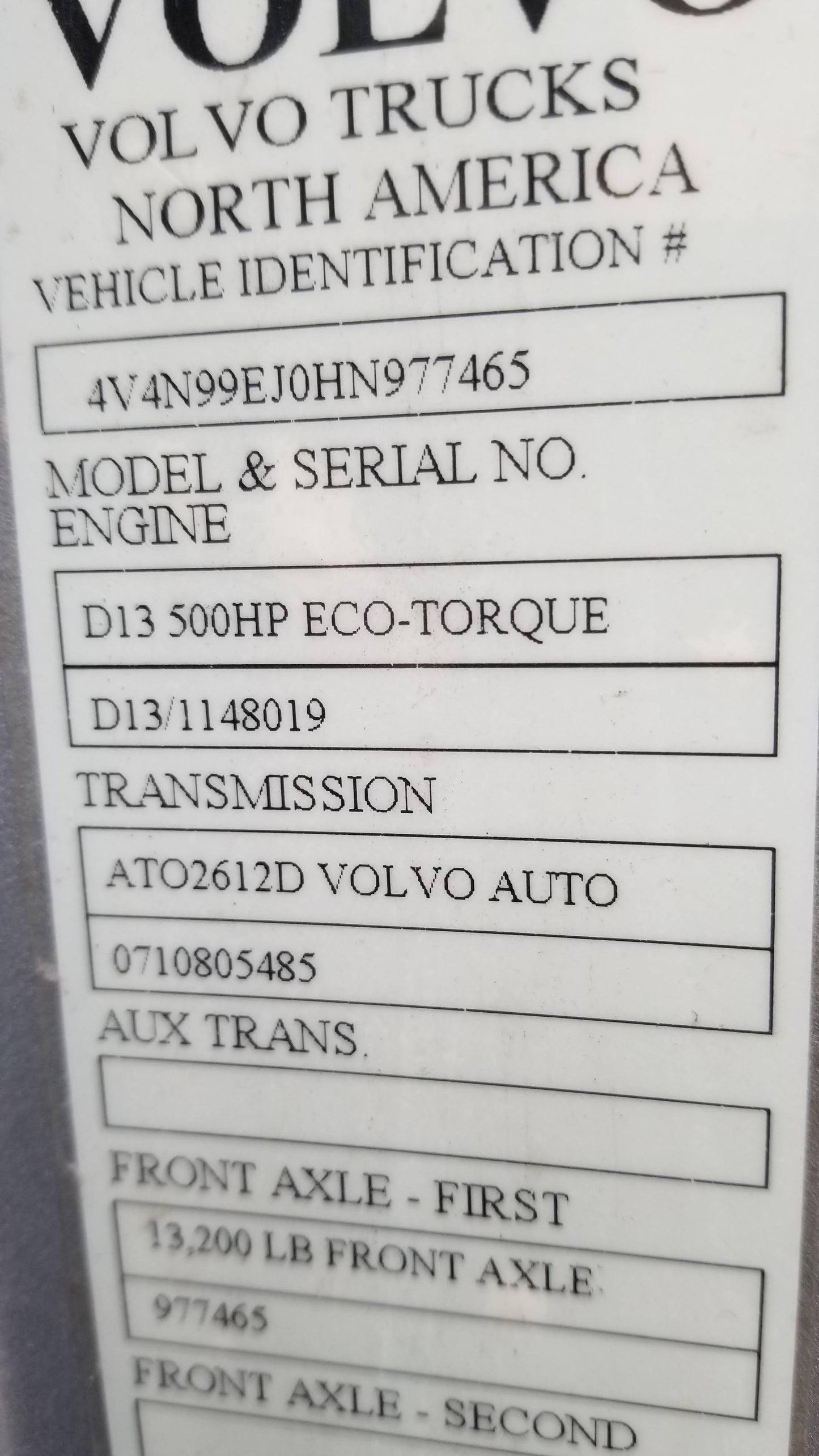 2017 VOLVO 670 CAB
